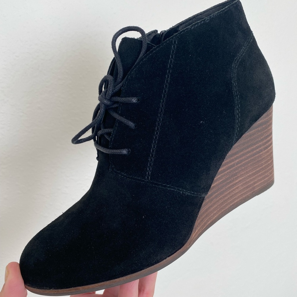 Lucky Brand Shylow Black Wedges Boot Booties sz 8.5